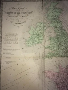 CARTE GÉNÉRALE DES CHEMINS DE FER EUROPÉENS DONNANT TOUTES LES STATIONS .XIXe. - Picture 1 of 4