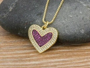 1Ct Round Cut Lab Created Red Ruby Promise Heart Pendant 14K Yellow Gold Plated - Foto 1 di 3