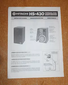 Vintage Hitachi HS-430 Speaker Operating Instructions - Picture 1 of 1