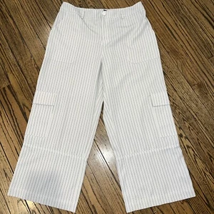 Princess Polly Damen grau Nadelstreifen Cargohose Größe 12 weites Bein - Bild 1 von 8
