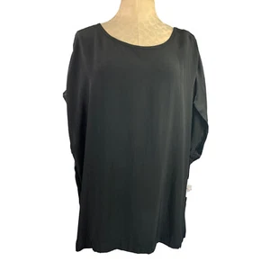 2X Lord & Taylor Damen neu schwarz Satin Dolman Kurzarm Oberteil Bluse - Bild 1 von 10