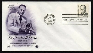 USA, SCOTT # 1865, ARTCRAFT PCS FDC COVER - DOCTOR CHARLES DREW, YEAR 1981 - Picture 1 of 1