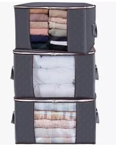 90L Large Storage Bags, 6 Pack Clothes Storage Bins Foldable Closet Organizers - Picture 1 of 7