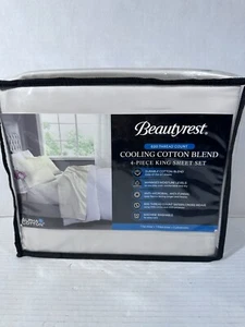 BEAUTYREST 600 TC COOLING COTTON RICH 4-PC Ivory KING SHEET SET NEW - Picture 1 of 2