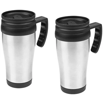 2x Edelstahl Trinkbecher Isolierbecher Coffee to go Becher Henkel-Kaffeebecher - Bild 1 von 4