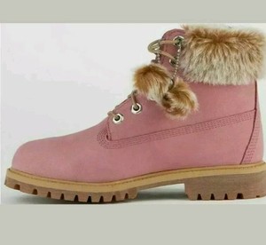 pink timbs with fur