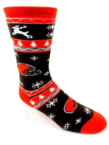 Cleveland Browns Ugly Christmas Holiday Sweater Crew Socks Cover