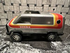 Vintage Tonka Custom Van 1970's Pressed Steel #1950 Play People Silver Sparkle 