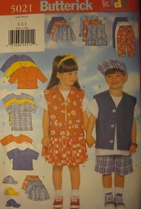 5021 Vintage Butterick SEWING Pattern Toddler Girl Pants Top Skirt Cap OOP UNCUT - Picture 1 of 1