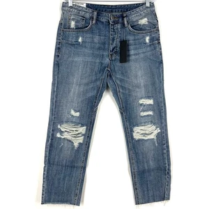 Pantalones de mezclilla One Teaspoon Mr Whites azul gamuza para hombre 32R nuevos con etiquetas cortos  - Imagen 1 de 8