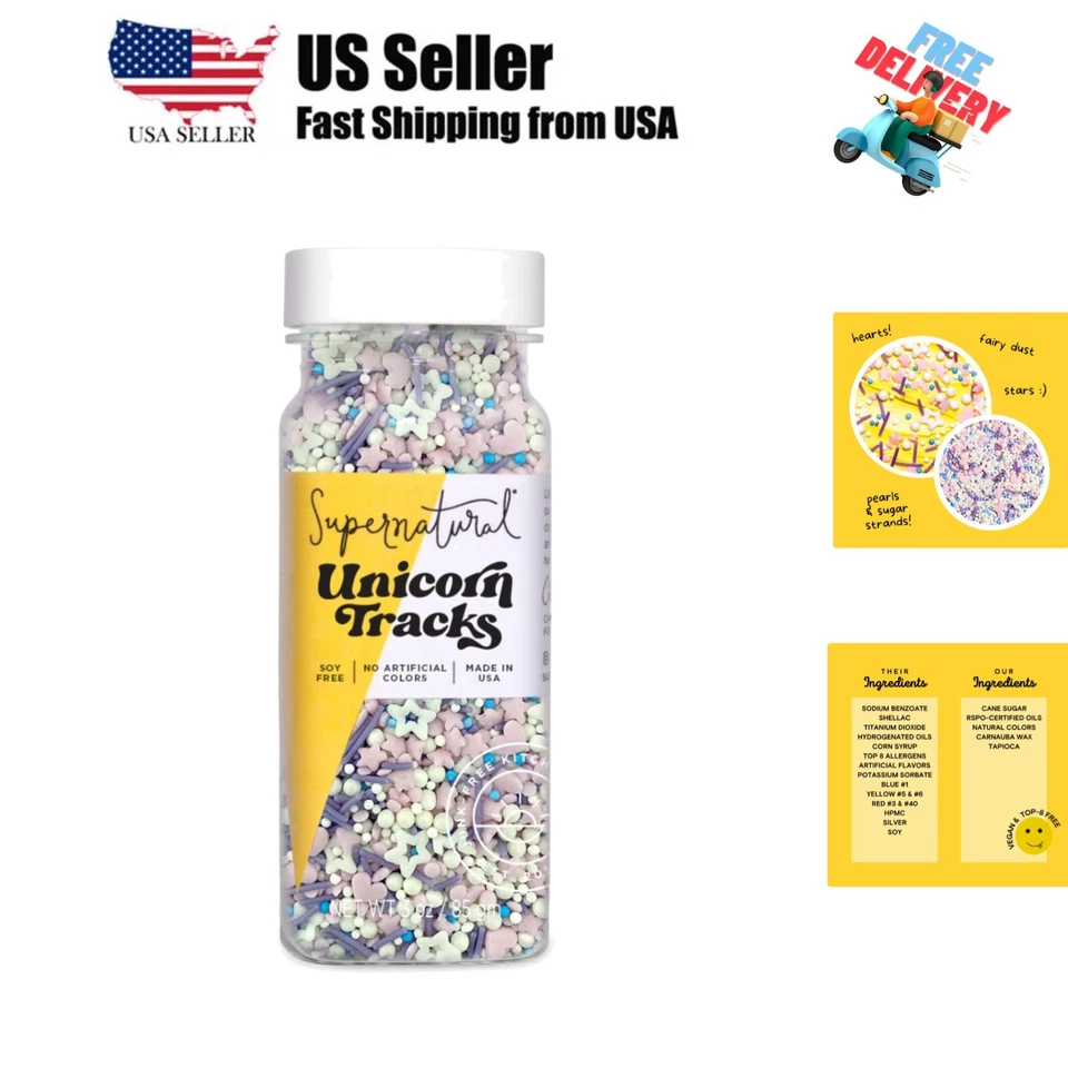 Espolvorea de confeti natural Unicorn Tracks, formas de corazón y estrella, tinte orgánico F... Foto 1 de 4
