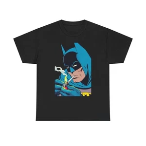 Funny Batman Weed Pothead Vintage Graphic T Shirt Unisex Heavy Cotton Tee - Picture 1 of 5