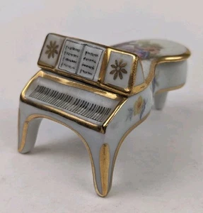 Vintage Limoges Miniatur Porzellan Flügel Schmuckschatulle Goldakzente Frankreich - Bild 1 von 16