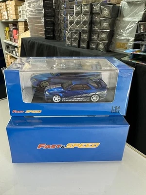 NISSAN SKYLINE GT-R R34 NISMO Z-TUNE BLUE SILVER 1/64 DIECAST  BY FAST SPEED FS - Image 1 of 4