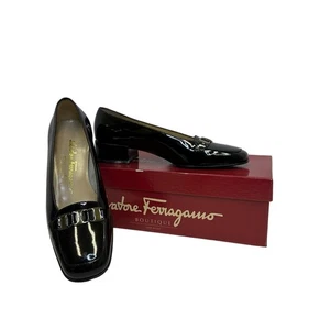 Vintage Salvatore Ferragamo Boutique Black Loafers with Original Box Size 5.5 C - Picture 1 of 15