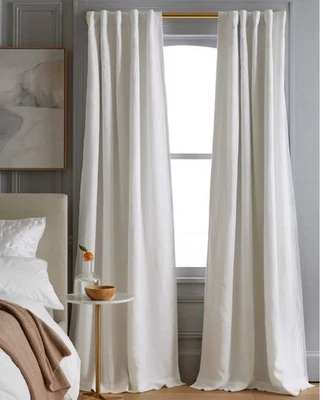 NWOT QUINCE White Linen Room Darkening Single Blackout Curtain Panel 48"x84" - Image 1 of 4