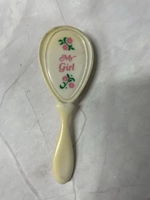 Infant Baby Yellow Hair Brush Made In USA Floral “My Girl” - Vintage - Image 1 of 4