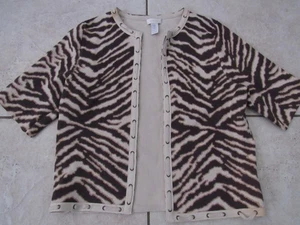 Chicos Women Pretty Brown Animal Print Open Cardigan Sz 0 - Picture 1 of 3