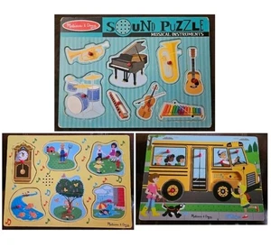 Menge 3 - Melissa & Doug handgefertigte Holzpuzzle (Sound funktioniert) Musik - Bild 1 von 11