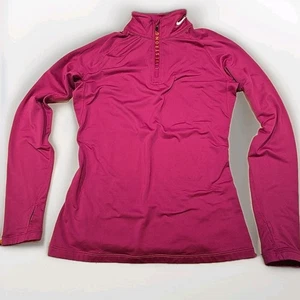 Women's Nike LiveStrong 1/4 Zip Dri-Fit Pullover Medium Pink Orange Longsleeve - Picture 1 of 9