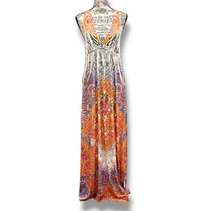 Maxikleid S-Twelve Größe S Blumen Perlen verziert S-12 D3948 Neckholder kokett - Bild 1 von 7