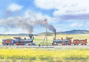 Transcontinental Railroad Golden Spike Ceremony, Utah. Kunst Notizkarten - Bild 1 von 2