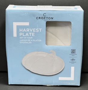 ALDI Crofton White Pumpkin Stoneware Plates Set of 4 NEW In Box - Picture 1 of 14