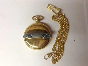 Alfa Romeo Spider Round Tail ref1 pewter effect emblem gold quartz pocket watch - Picture 1 of 1