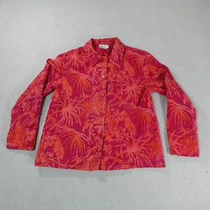 Coldwater Creek Linen Jacket Womens Medium Red Blazer Floral Hawaiian Breathable - Picture 1 of 17