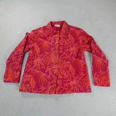 Chaqueta de lino Coldwater Creek para mujer Blazer rojo mediano floral hawaiano transpirable Foto 1 de 4