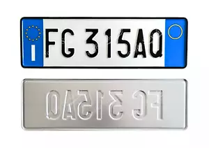 Replica Targa auto Anteriore fatta in Italia Catarifrangente Stampata in Rilievo - Foto 1 di 5