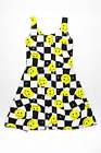Filles Happy Visages Checker Damier &#201;checs Carreaux Carr&#233; Robe Taille 5 -12 Ans