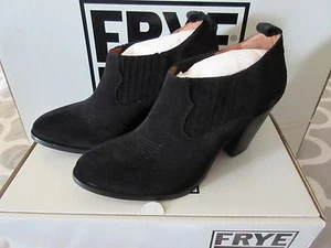 NIB FRYE Ilana Shootie in Black Suede Leather Slip-On Bootie Boots 7.5 $278 - Picture 1 of 7