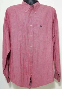 Vintage Tommy Hilfiger Shirt Men's Size XXL Red Flag Logo Striped LS Button - Picture 1 of 4