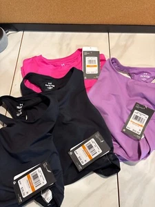 4pcs Set Under Armour Girls Multicolor Short Sleeve Shirt Crop Tank Top YS NWT - Picture 1 of 20