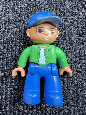 LEGO Duplo Minifig 2.5" Figure MAN Dad Father Guy Blue Hat Pants Green Shirt EUC - Image 1 of 4