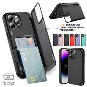 For iPhone 15 14 Pro Max 13 12 Shockproof Credit Card Slot Wallet Holder Case - Picture 1 of 18