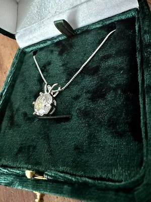 Diamond 18K White Gold Plated Necklace 5Ct Round Cut Lab Created Moissanite 💎 - Image 1 of 4