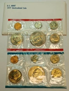 1977 US Mint 12 Coin Uncirculated Set Complete Philadelphia & Denver OGP - Picture 1 of 1