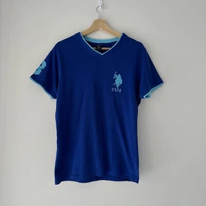 US Polo Assn T Shirt Men’s Size Small Blue V Neck Chest Logo 100% Cotton VGC - Picture 1 of 8