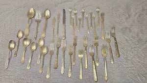 Lot of 34 Vintage Silver plate Flatware - assorted forks, knives, spoons - Picture 1 of 18