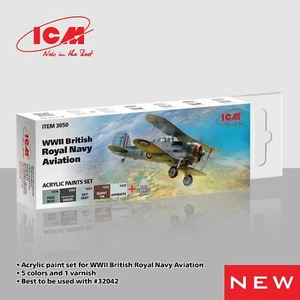 Set Pitture Acriliche Seconda Guerra Mondiale British Royal Navy Aviation Grigio Marrone Verde Bianco ICM - Foto 1 di 7