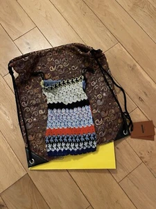 Missoni Wool Blend Paisley Pattern Drawstring Backpack With Leather Corners-BNWT - Picture 1 of 9