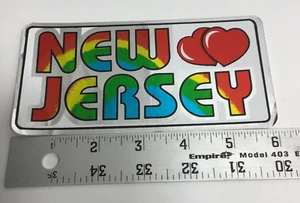 Vintage 1980’s Metallic Foil State Sticker New Jersey Bumper RV Decal 6" x 3" - Picture 1 of 5