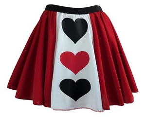 Ladies Queen of Hearts Skater Skirt World Book Day Movie Wonderland Fancy Dress - Picture 1 of 3