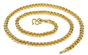 Edle ausgefallene Rolo Kette 20" 4,6 mm Baht Halskette 24K Gold GP Thai Handarbeit GT73 - Bild 1 von 5