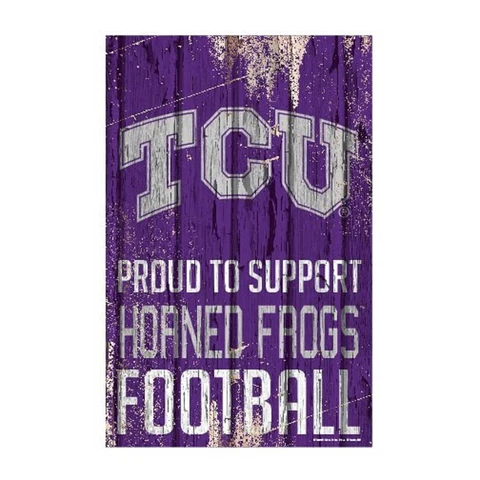 TCU Horned Frogs 11"x17" Proud to Support Wood Sign [NEW] NCAA Banner Wall Cover