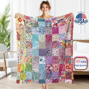 Coperta in pile stampa floreale super morbida leggera 50x60 60x80in - Foto 1 di 12