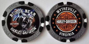 BLACK BEAR HARLEY-DAVIDSON Wytheville VA FC WIDE Metallic Gray/Black Poker Chip - Picture 1 of 3