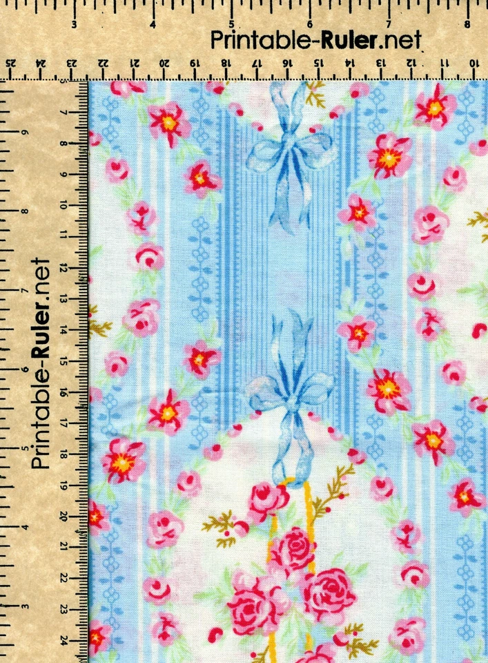 Tela Floral Azul Rosas Rosa Ovalos 1/2 Yd Telas Windham 100% Algodón Fuera de Uso #298 Foto 1 de 1